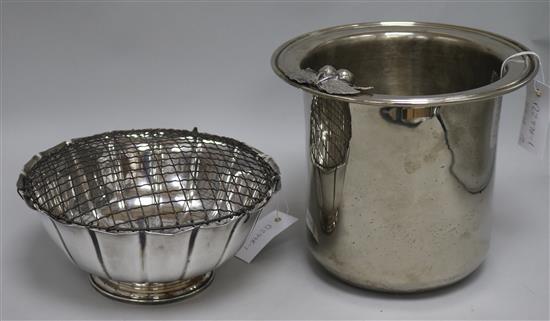A French plated ware cooler and a plated bowl